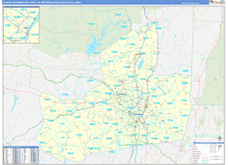 Albany-Schenectady-Troy Metro Area Wall Map Basic Style 2024
